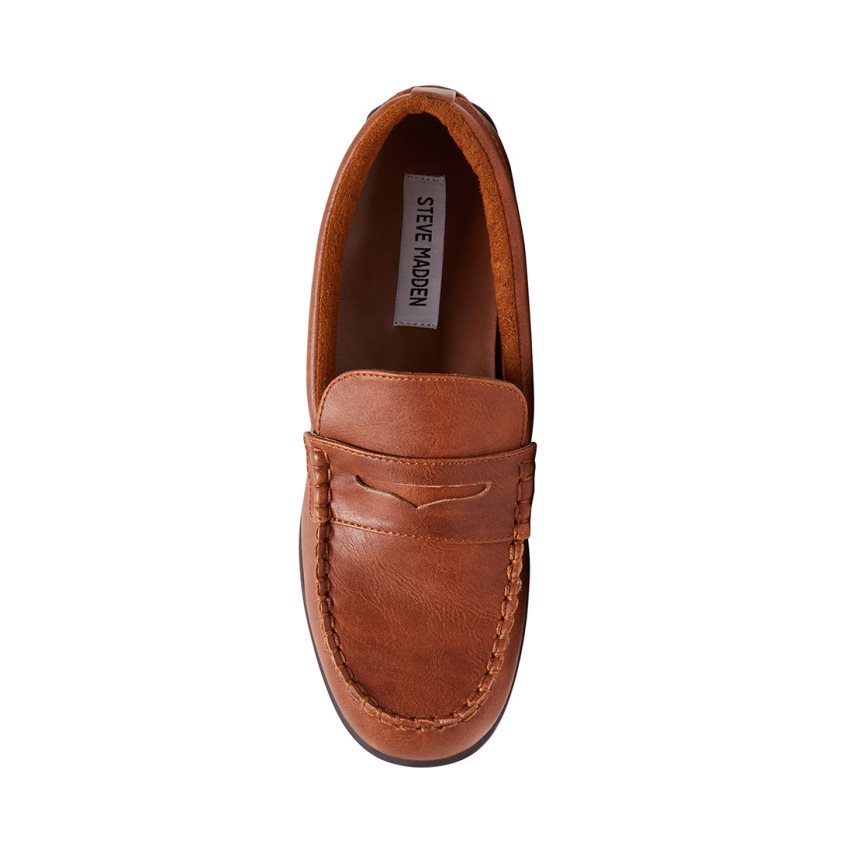 Brown Steve Madden Bjared Natural Kids' Loafers | PH 6140XFH